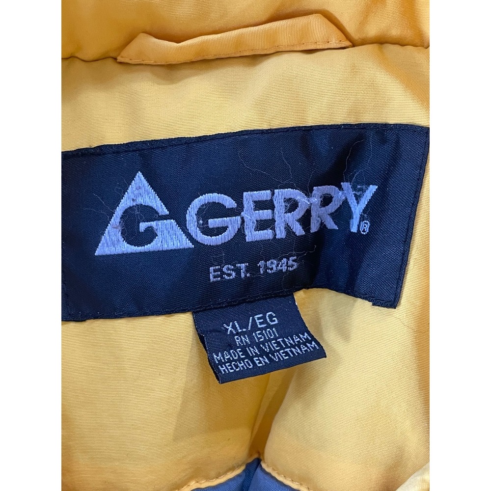 Vintage Gerry Mens Extra Large Winter Jacket Yellow Black Colorblock Puffer Coat - Picture 4 of 16
